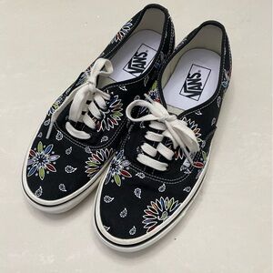 Vans Authentic 44 DX Anaheim Factory Embroidery Black Floral Paisley M 8.5 W 10